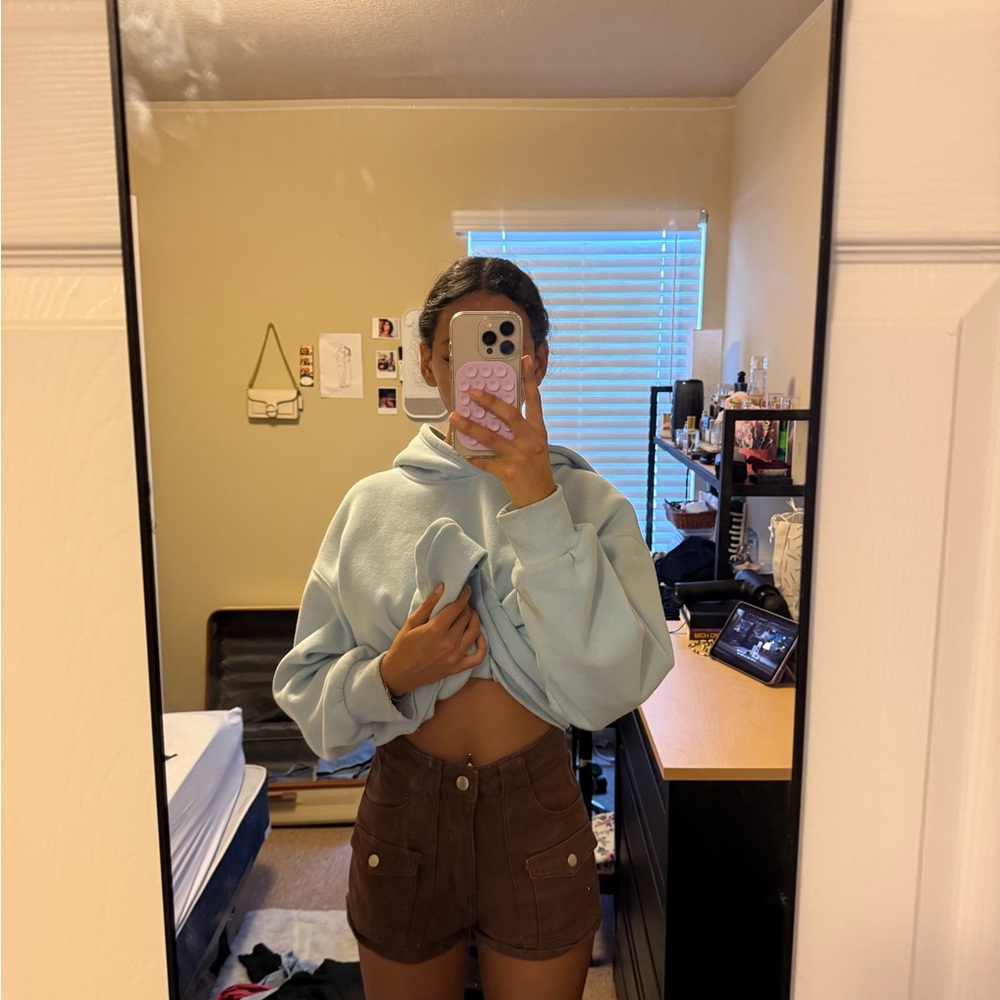 SHEIN Brown Jean Shorts Crop Style